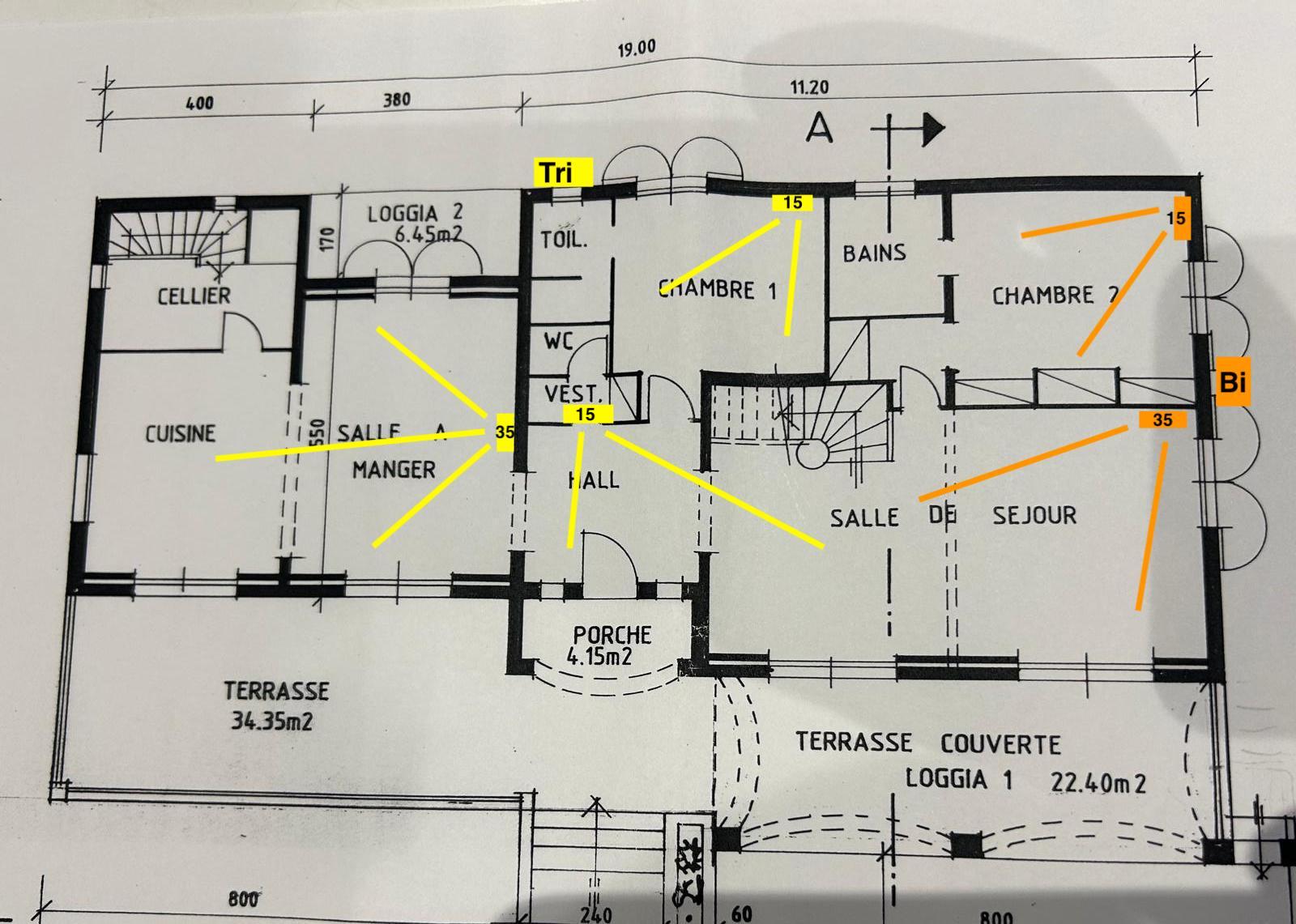 Plan de pose et schéma de principe d'une installation